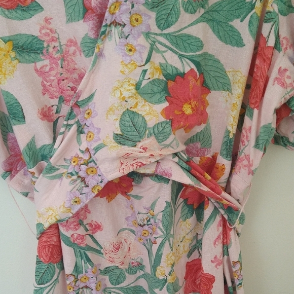 Old Navy Floral Dress with Green and Pink Accents  Wrap Blush English Rose - Picture 3 of 10